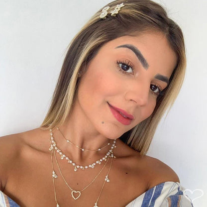 Colar de Coração Zircônia Cravejada Folheado a Ouro 18k