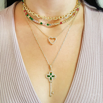 Colar de Coração Zircônia Cravejada Folheado a Ouro 18k