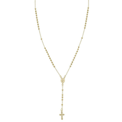 Colar Longo Terço Nossa Senhora das Graças Folheado a Ouro 18k