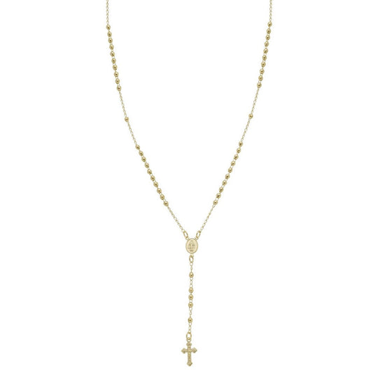 Colar Longo Terço Nossa Senhora das Graças Folheado a Ouro 18k