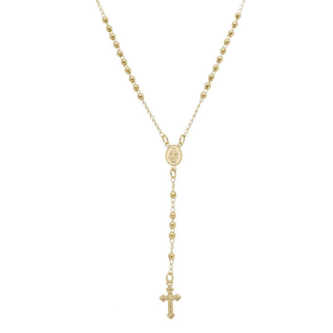 Colar Terço Nossa Senhora das Graças Folheado a Ouro 18k