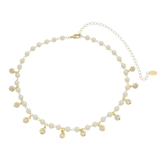 Choker Pérolas Zircônias Folheada a Ouro 18k Nah