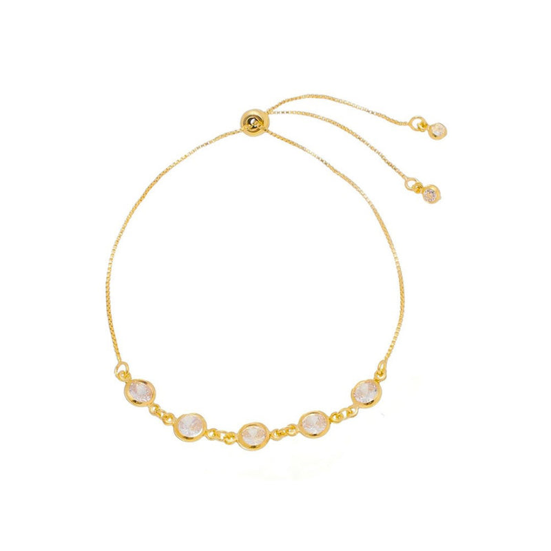 Pulseira Folheada a Ouro 18k Betina Ajustável Zircônias