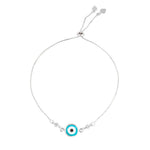 Pulseira Ajustável Folheada em Ródio Branco Olho Grego Avana