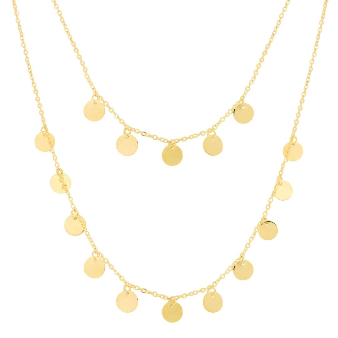 Colar de 2 Voltas Ives Medalhinhas Folheado a Ouro 18k