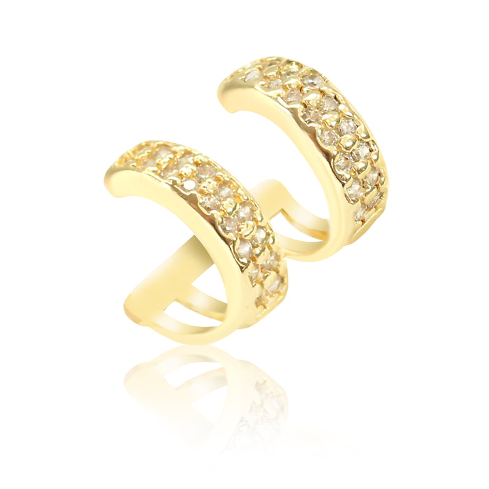 Piercing de Pressão Piuka Hannah 2 Argolas Zirconia Cristal Folheado a Ouro 18k