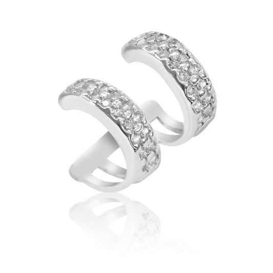 Piercing de Pressão Piuka Hannah 2 Argolas Zircônia Cristal Folheado em Ródio Branco