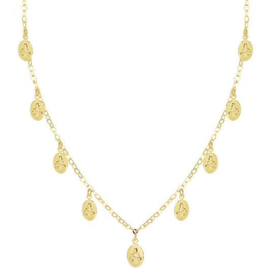 Colar Longo Medalhinhas Sagrado Coração de Jesus Folheado a Ouro 18k Piuka