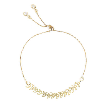 Pulseira Folheada a Ouro 18k Ajustável Folhinhas Kylie