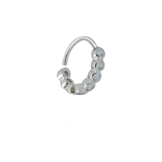 Piercing de Furo Piuka Argola Torção 8mm Manu Pontos de Luz Zircônias Prata