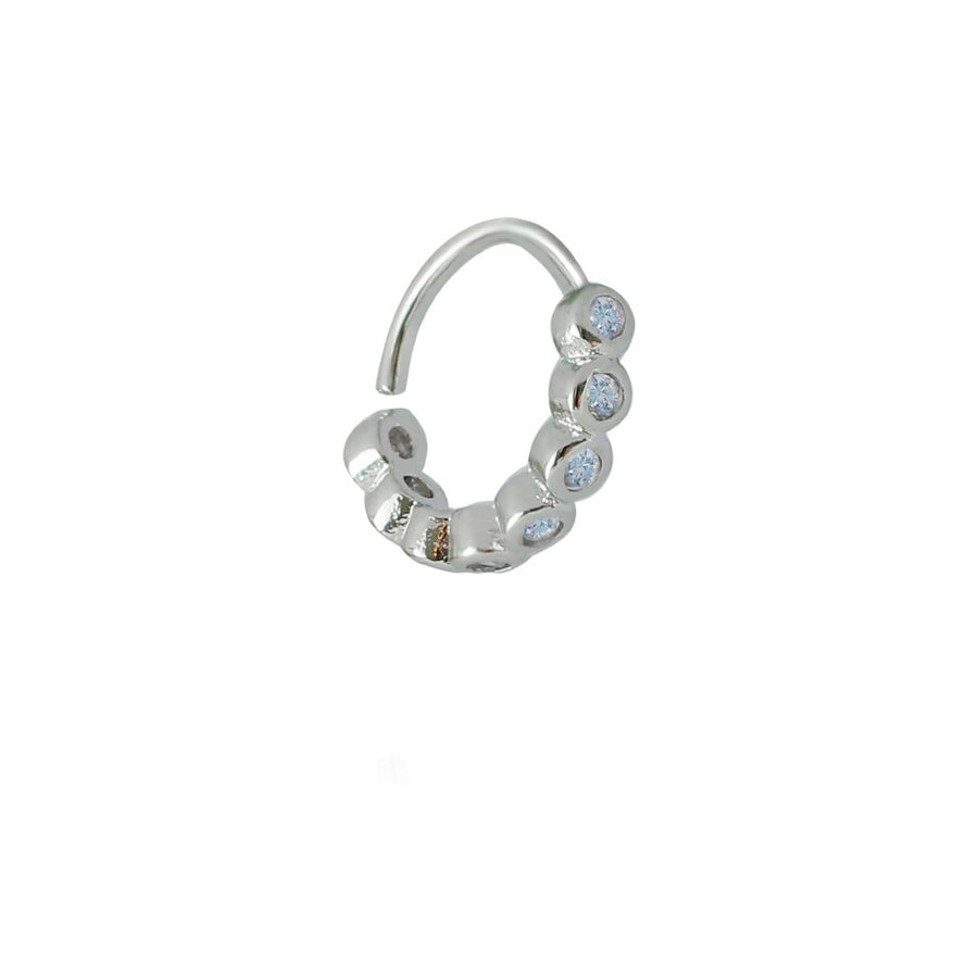 Piercing de Furo Piuka Argola Torção 8mm Manu Pontos de Luz Zircônias Prata