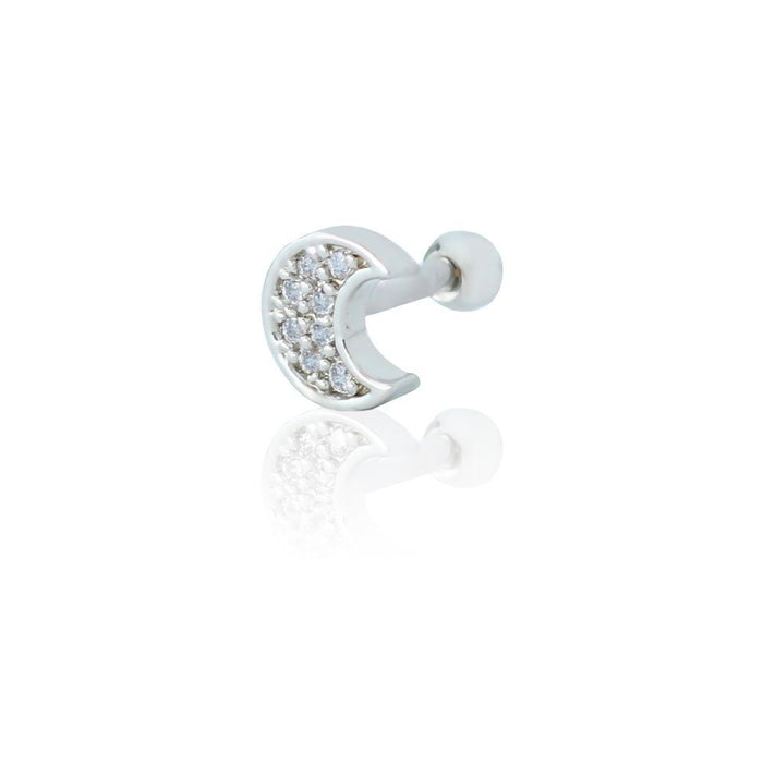 Piercing de Furo Piuka Haste 6mm Mini Lua Zircônia Prata