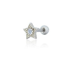 Piercing de Furo Piuka Mini Estrela Haste 6mm Zircônia Prata