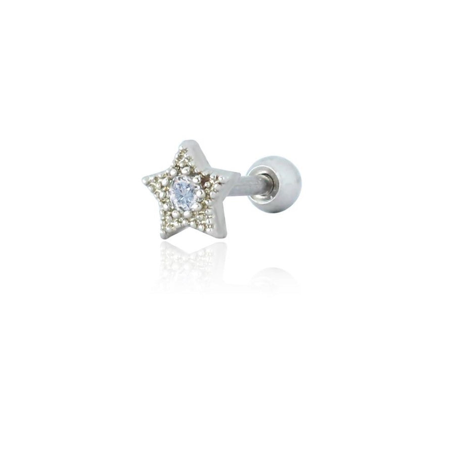 Piercing de Furo Piuka Mini Estrela Haste 6mm Zircônia Prata