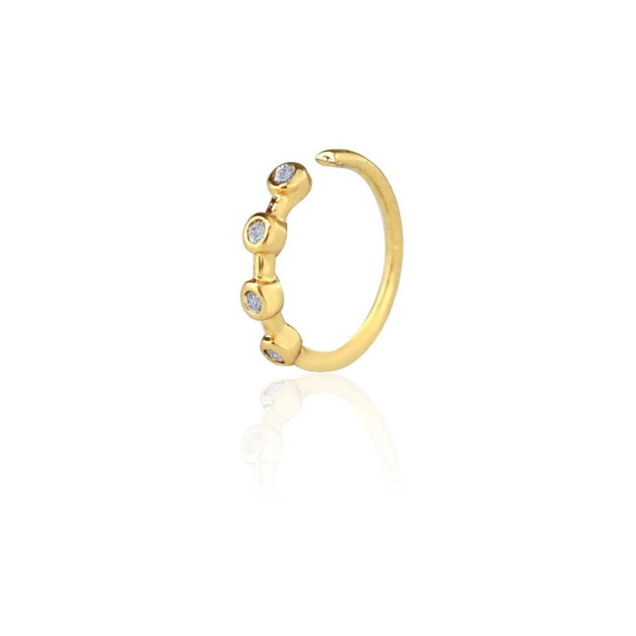 Piercing de Furo Piuka Argola Torção 8mm Nay Pontos de Luz Zircônias Dourado