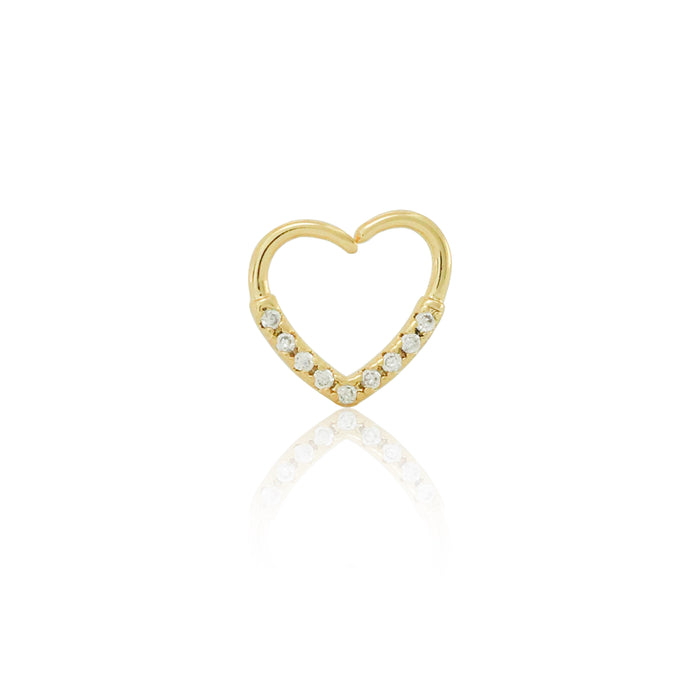 Piercing de Furo Piuka Heart Maitê Zircônia Folheado a Ouro 18k