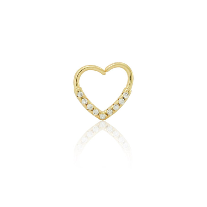 Piercing de Furo Piuka Heart Maitê Zircônia Folheado a Ouro 18k