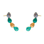 Brinco Ear Cuff Callie Gotas Zircônias Coloridas Folheado a Ouro 18k Piuka