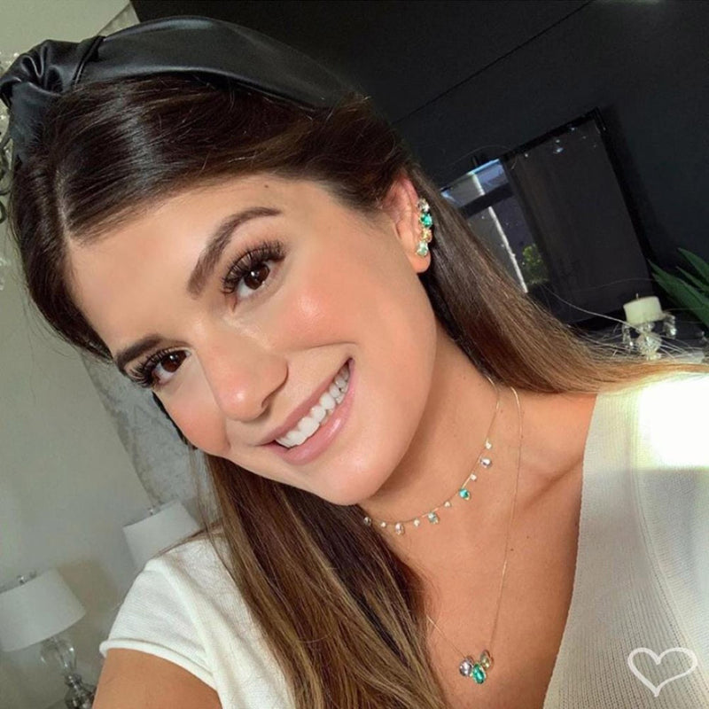 Brinco Ear Cuff Callie Gotas Zircônias Coloridas Folheado a Ouro 18k Piuka