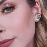 Trio de Brincos Sammy Gotas Zirconia Colorida Folheado a Ouro 18k Piuka