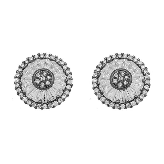 Brinco Pizza Média Navetes Zircônia Folheado em Ródio Negro