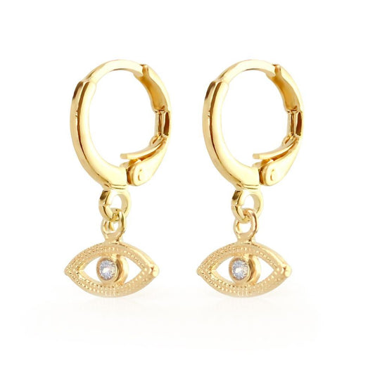 Brinco Argolinha Olho Grego Noa Zircônia Noa Folheado a Ouro 18k Piuka