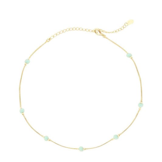 Choker Piuka Julia Cristais Turquesa Folheado a Ouro 18k