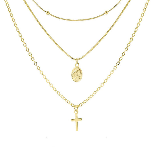 Colar 3 Voltas Santa Rita Folheado a Ouro 18k Piuka