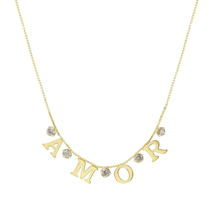 Colar Piuka Amor Zircônia Cristal Folheado a Ouro 18k