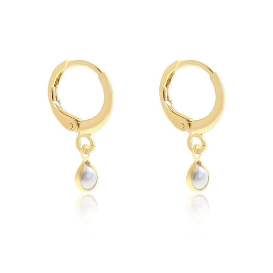 Brinco Argolinha Bela Mini Pérola Folheado a Ouro 18k