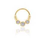 Piercing de Furo Argola Torção 8mm Rebeca Zircônias Dourado Piuka