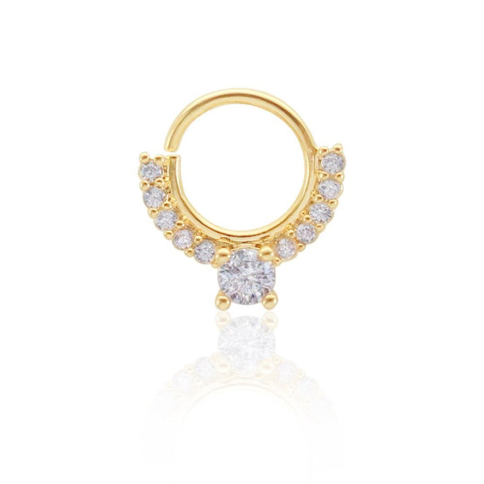 Piercing de Furo Argola Torção 8mm Bianca Zircônias Dourado Piuka