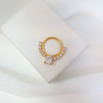 Piercing de Furo Argola Torção 8mm Bianca Zircônias Dourado Piuka