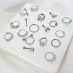 Piercing de Furo Argola Torção 8mm Bianca Zircônias Prata Piuka