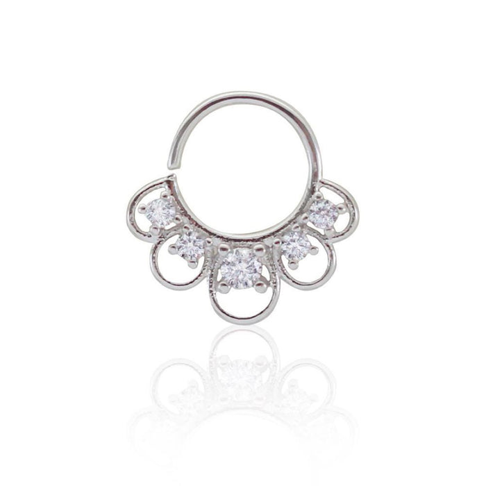 Piercing de Furo Argola Torção 8mm Laly Zircônias Prata Piuka