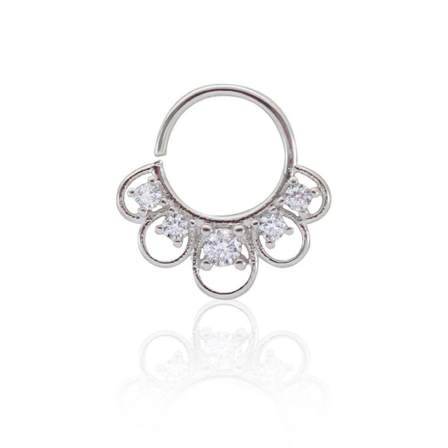 Piercing de Furo Argola Torção 8mm Laly Zircônias Prata Piuka