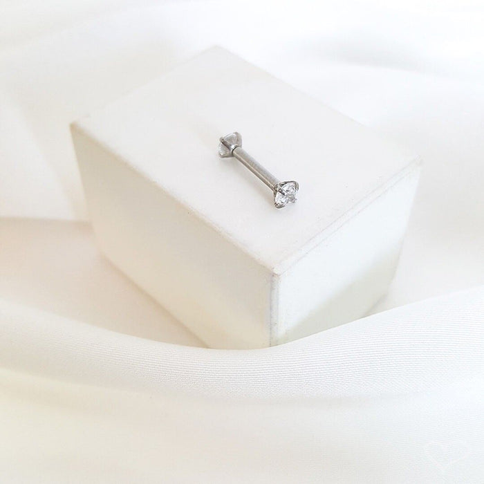 Piercing de Furo 2 Pontos de Luz Zircônia Prata Piuka