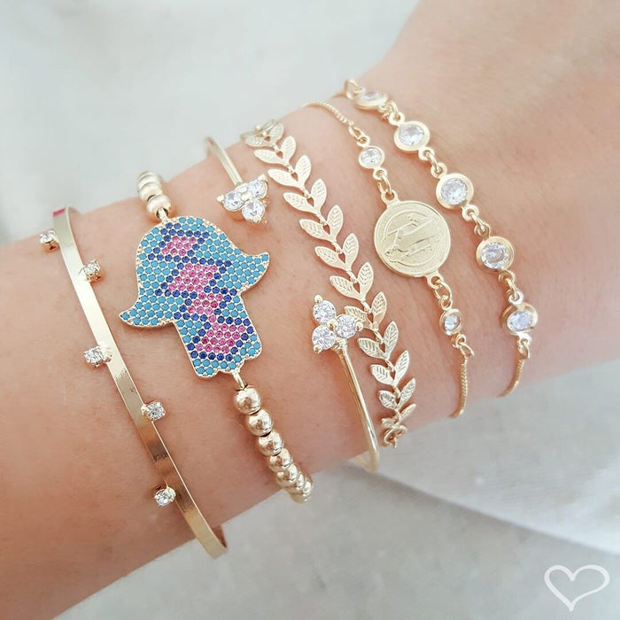 Bracelete Feminino Folheado a Ouro 18k 3 Pontos de Luz Vivi Piuka