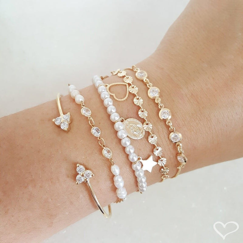 Bracelete Feminino Folheado a Ouro 18k 3 Pontos de Luz Vivi Piuka
