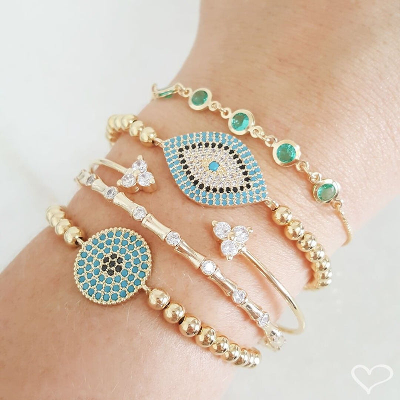 Bracelete Feminino Folheado a Ouro 18k 3 Pontos de Luz Vivi Piuka