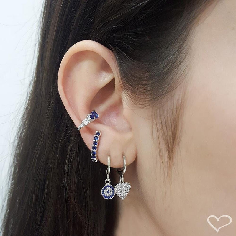 Piercing de Pressão  Camy Gota Safira Zircônia Folheado em Ródio Branco Piuka