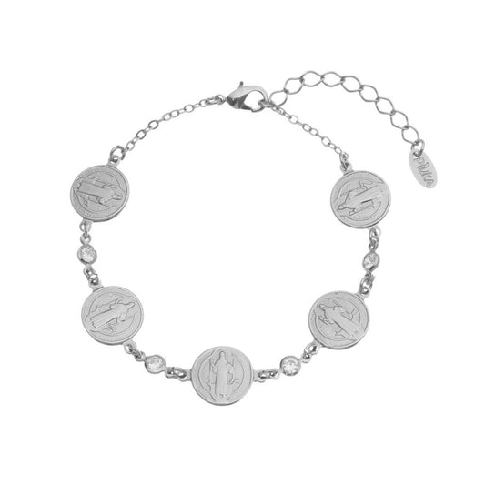 Pulseira São Bento Zircônia Folheada em Ródio Branco Piuka