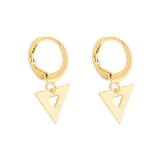 Brinco Piuka Argolinha Triângulo Vazado Folheado a Ouro 18k