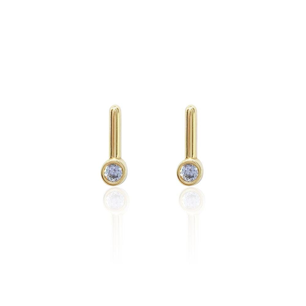 Brinco Misty Palito Ponto de Luz Zircônia Folheado a Ouro 18k Piuka