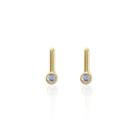 Brinco Misty Palito Ponto de Luz Zircônia Folheado a Ouro 18k Piuka