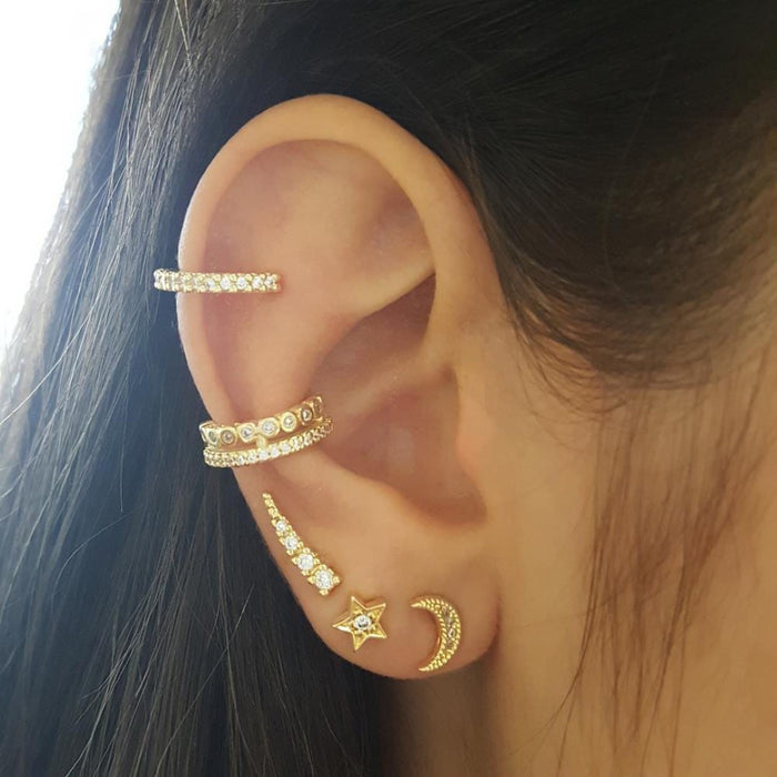 Brinco Ear Cuff Mini Ceci Zircônias Folheado a Ouro 18k