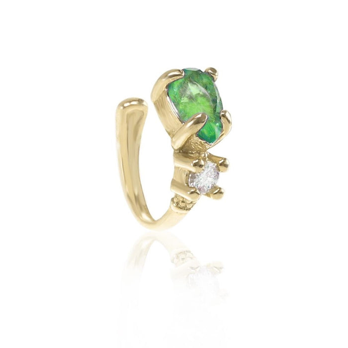 Piercing de Pressão Camy Gota Esmeralda Folheado a Ouro 18k