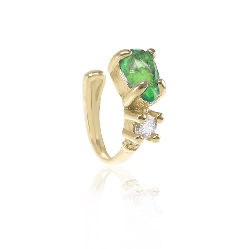 Piercing de Pressão Camy Gota Esmeralda Folheado a Ouro 18k