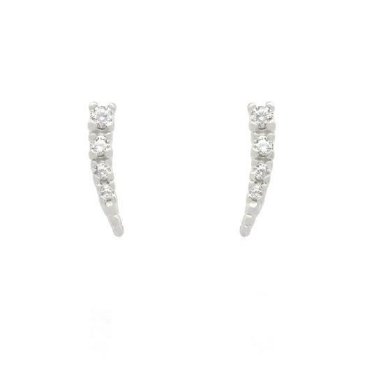 Brinco Ear Cuff Mini Ceci Zircônias Folheado em Ródio Branco