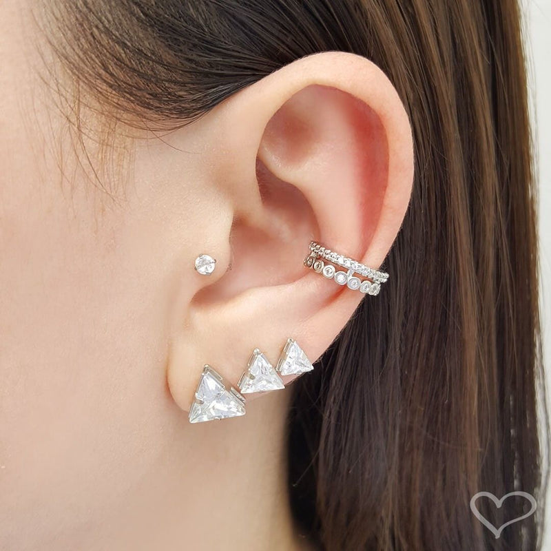 Piercing de Pressão Piuka  Candy Duas Voltas Zircônia Folheado em Ródio Branco